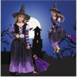 Déguisement Sorcière Avec Chapeau Noir Violet 8-10ans – Image 2