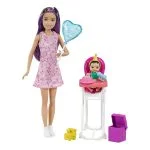 Barbie Skipper Babysitter Playset Brown/Purple Hair