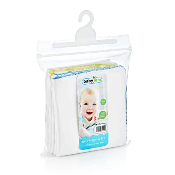 Babyjem 433-Pack de 10 Serviettes en Coton Blanc 20x20cm – Image 3