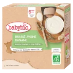 BABYBIO – PACK 4 GOURDES BRASSE AVOINE BANANE POUR BEBES DES 6 MOIS