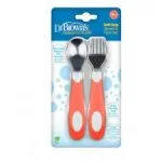 Dr Brown’s Cuillère et fourchette à poignée souple Rose