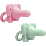 Sucette Monobloc en Silicone HappyPaci 0-6m Rose et Vert -2 pack