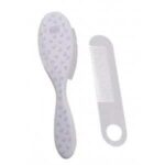 Peigne et brosse de poils synthétiques - blanc