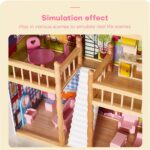 Maison de poupées en bois avec 17 mini meubles-TYDH004 – Image 8