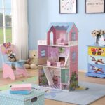 Maison de poupée en bois - colorée avec 10 meubles-TY10096