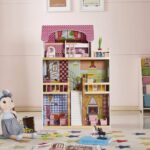 Maison de poupées en bois avec 17 mini meubles-TYDH004