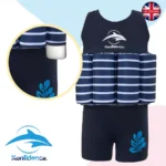 KONFIDENCE FLOATSUIT LYCRA BUOYANT AID TO SWIMMING NAVY BRETON STRIPE 2-3 – Image 2