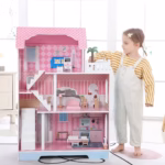 Maison de poupée en bois  avec 16 pcs accessoires-TYDH009