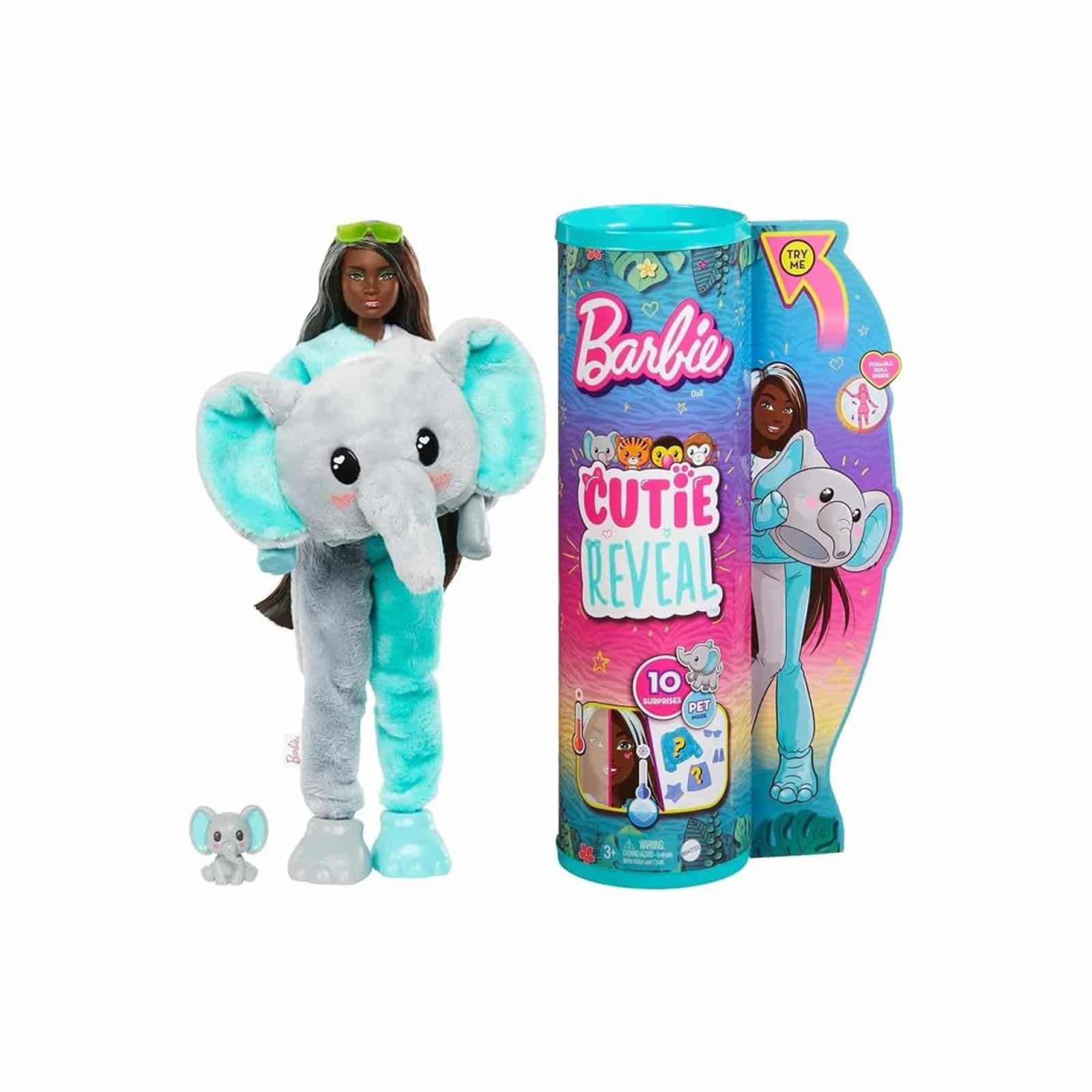 37456 Barbie Cutie Reveal - Poupée éléphant de la série Jungle – Image 1