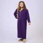 DJELLABA POUR FILLE VIOLET foncé BRODÉE 8 ans
