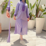 DJELLABA POUR FILLE VIOLETTE BRODÉE 6 ans – Image 3