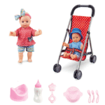 Poupée bébé avec poussette, 8 pièces-7144-1