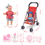 Poupée bébé avec poussette, 8 pièces-7144-1 – Image 5