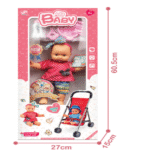 Poupée bébé avec poussette, 8 pièces-7144-1 – Image 4