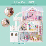 Maison de poupée en bois avec 17 pieces-TL403001 – Image 2