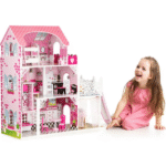 Maison de poupée rose avec18 pieces - 3 étages  -TL49059