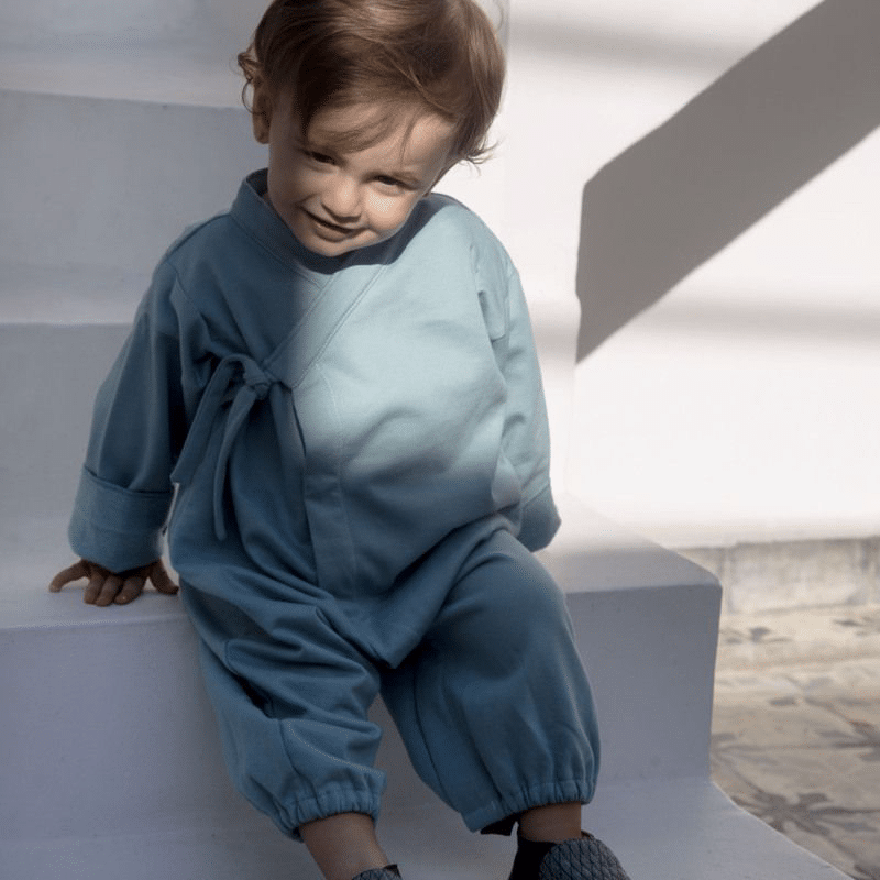 Combinaison Kimono d'hiver Molleton gratté Bleu-12 mois