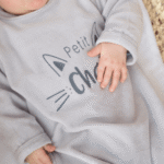 Pyjama en velour  Petit Chat Gris 6mois – Image 3