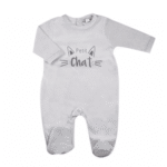 Pyjama en velour  Petit Chat Gris 6mois
