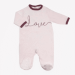 Pyjama en velour Bébé Love rose - 6 mois