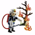 Playmobil- Pompier avec Arbre en feu
