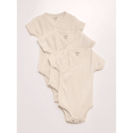 Lot de 3 Bodies côtelés en coton bio Crème légère