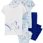 Pyjama 4 pièces licorne 100 % coton ajusté 24mois
