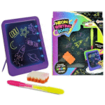 Neon glow writing board with marker+ sponge 21x26cm – Image 3