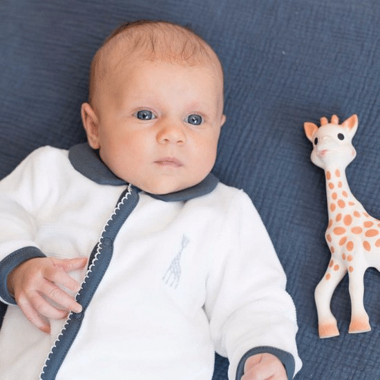 Pyjama Dors-bien Bébé Sophie La Girafe - Robe 2 En 1 En Velours Coton Bio, Manches Longues, Pieds Intégrés (écru)