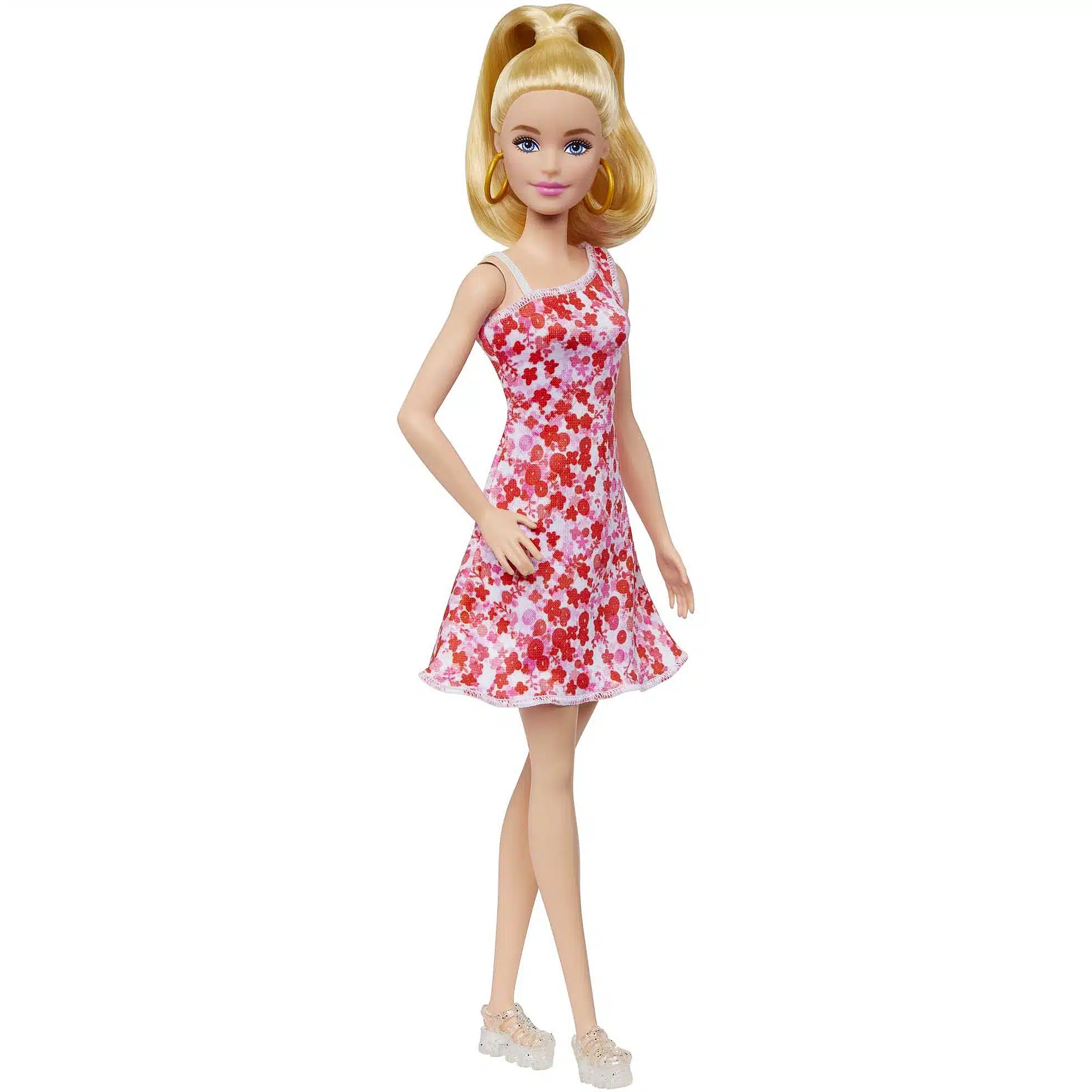 1459 Barbie Fashionistas 205–Poupée Queue De Cheval, Robe À Fleurs – Image 1