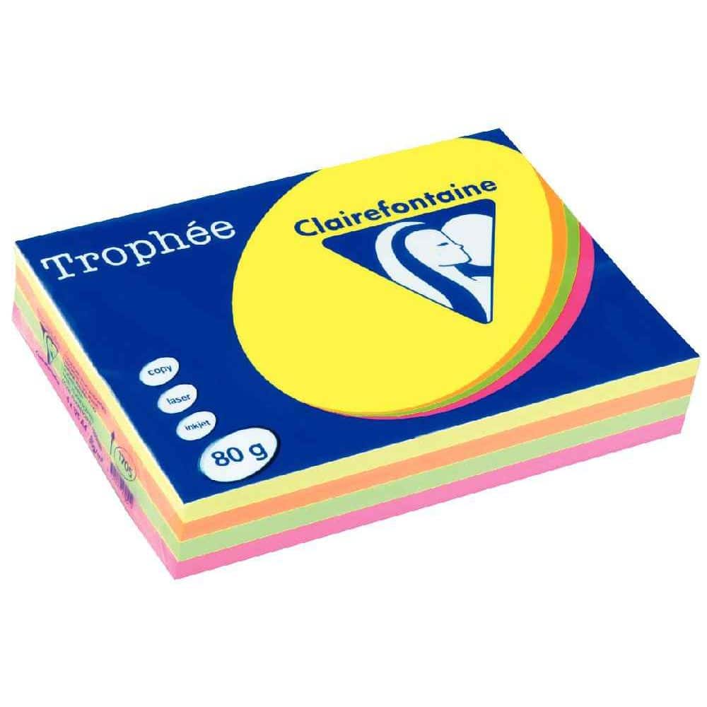 Ramette-papier-couleur-Clairefontaine-A4-80g-Multi-Couleur-FLUO Papier de copie couleur flou A4 – Image 1
