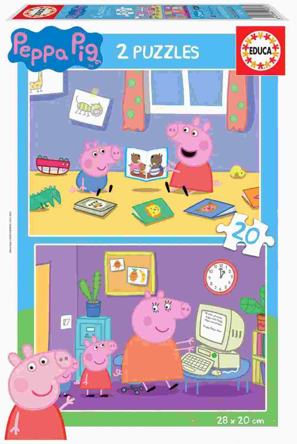 puzzle-educa-40to80-pieces-2x20-piglet-peppa Puzzle Educa 2 x 20 pieces peppa pig – Image 1