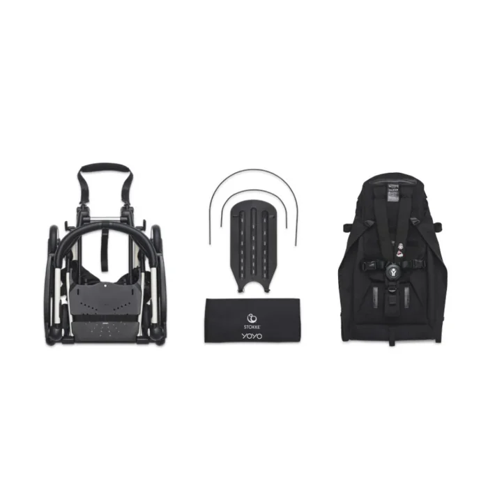 Poussette Stokke YOYO³ Cadre Noir avec pack 6M+ Olive – Image 2