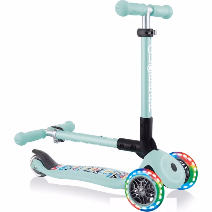 Globber -Wheelies - Trottinette 3 Roues Junior Foldable Fantasy Lights - Vert Menthe – Image 6