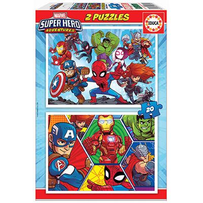 1507-1 Puzzle Educa Super Hero Adventures 2 x 20 pièces – Image 1