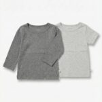 Lot de 2 Bodies Haut côtelé en coton bio Gris 12mois