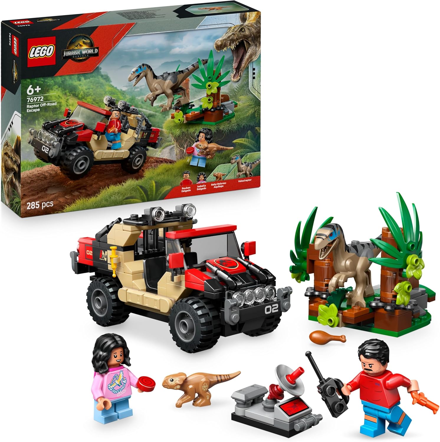 81OBlN0P-OL._AC_SL1500_ 76972 - LEGO® Jurassic World - Le Vélociraptor et l’Évasion en 4x4 – Image 1