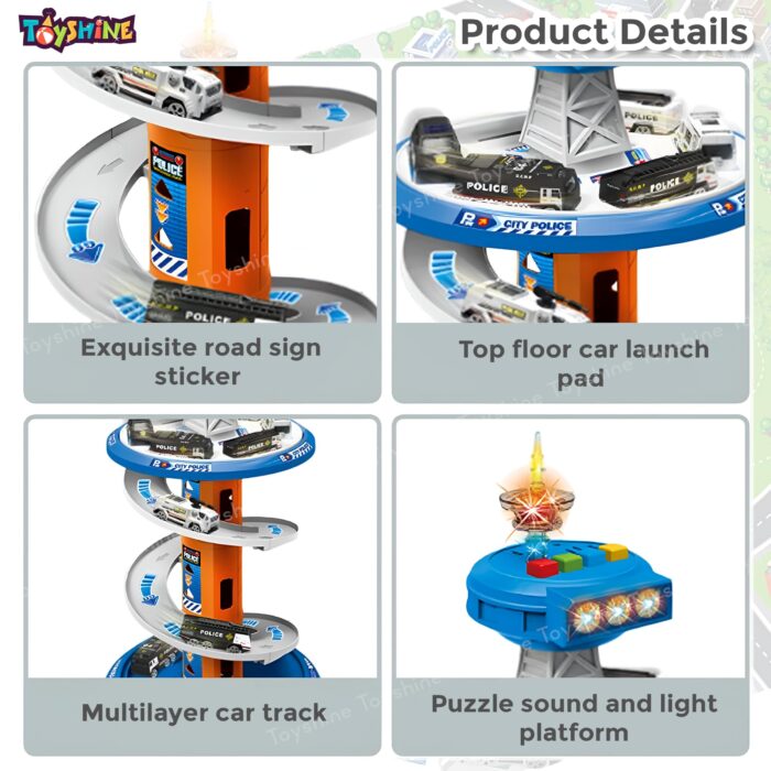 660-A320 - Garage circulaire lumineux avec 3 voitures alliage – Image 2