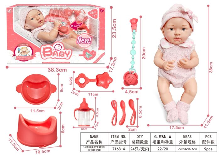 7168-4 - Bébé poupée 16 pouces avec tétine fonctionnelle – Image 6