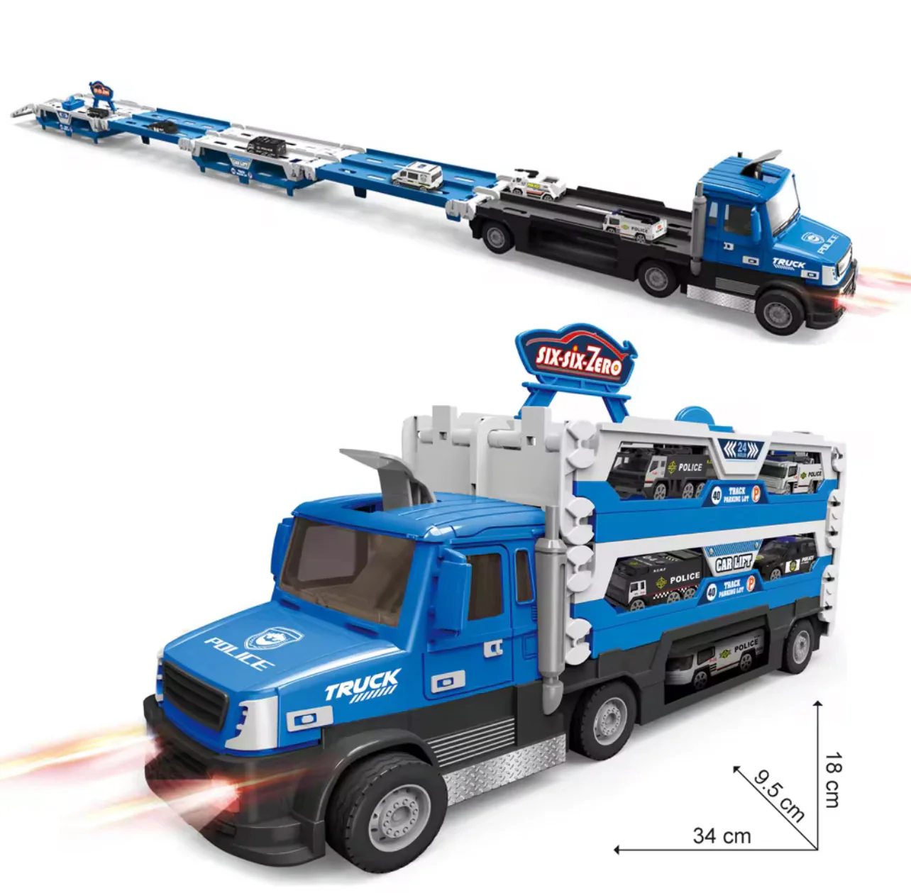 A6EC0BB4-6636-4508-A8CD-47DAF02D7331 660-S31 - Camion police transformable avec piste et musique – Image 1