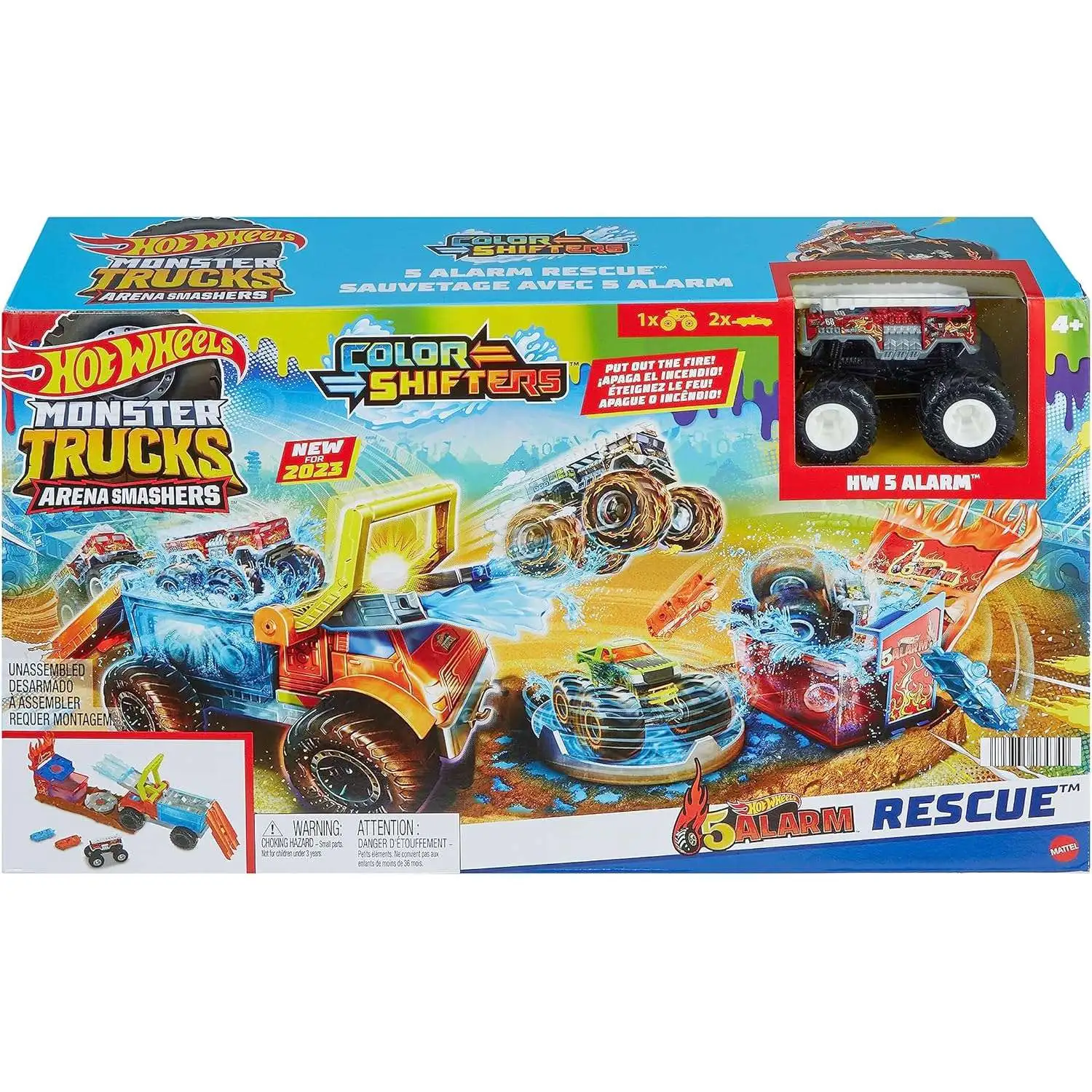 194735164349 Monster Truck Hot Wheels - Arena Smashers Color Shifters 5-Alarm Rescue – Image 1
