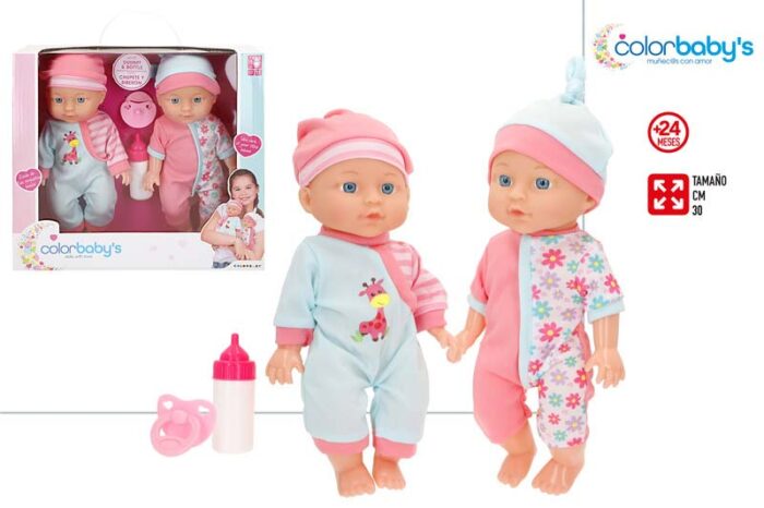 COLORBABY'S - ENSEMBLE 2 BÉBÉS AVEC ACCESSOIRES 30CM + 24M – Image 2