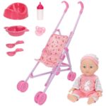 Bébé avec accessoires, sons et chaise 32 cm + 18 m