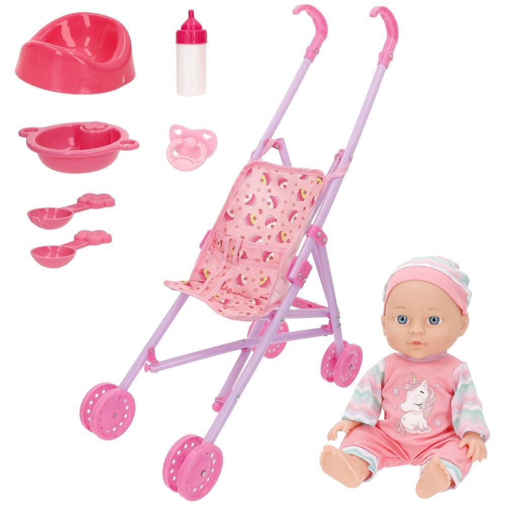 841284239349 Bébé avec accessoires, sons et chaise 32 cm + 18 m – Image 1